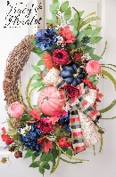 Navy and Rose Autumn Wreath